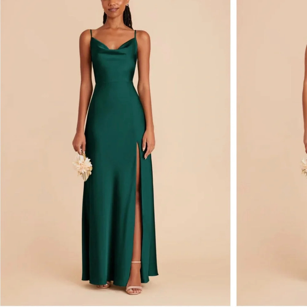Birdy Grey, Lisa Long Dress in Matte Satin Emerald.